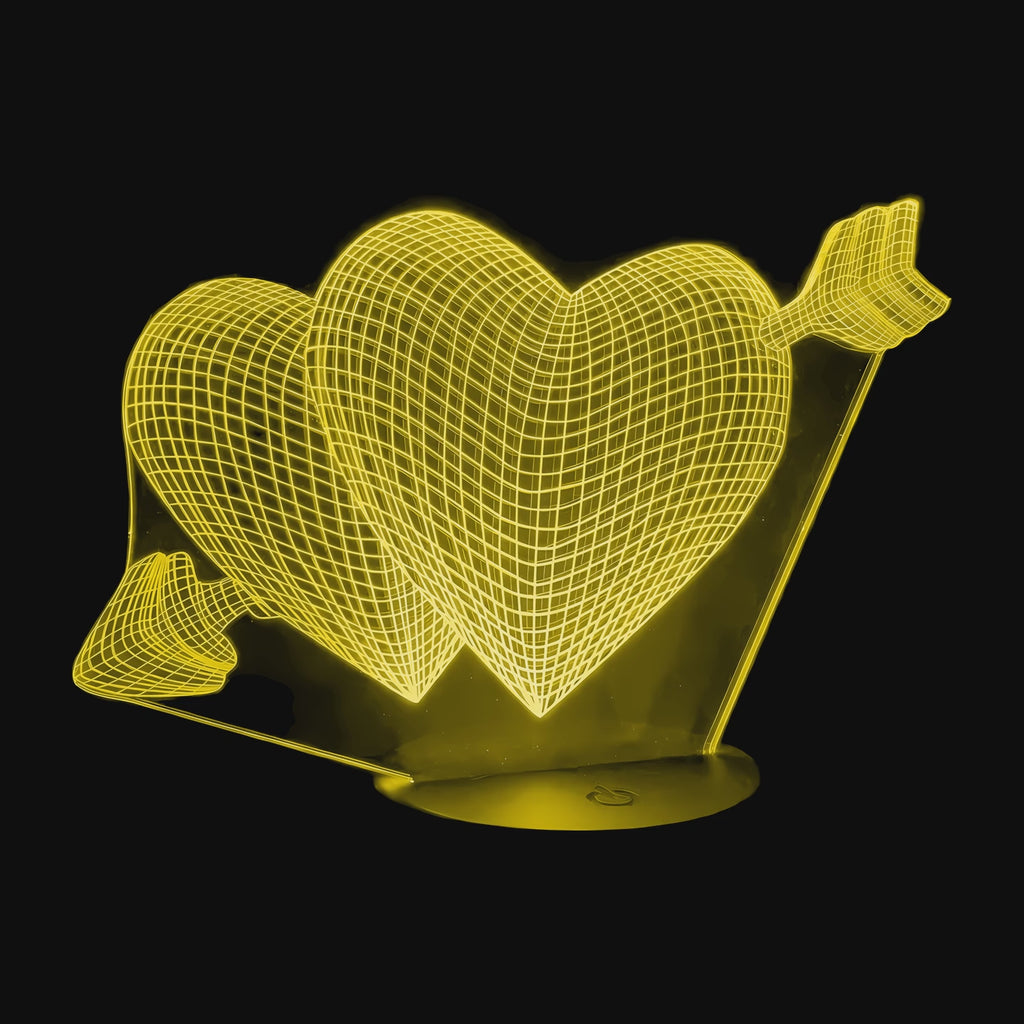 Vidéo lampe 3D Coeur Flèche de Cupidon cycle des couleurs LED