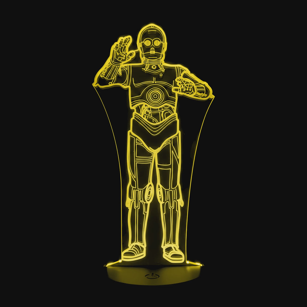 Vidéo lampe 3D Star Wars C-3PO cycle des couleurs LED