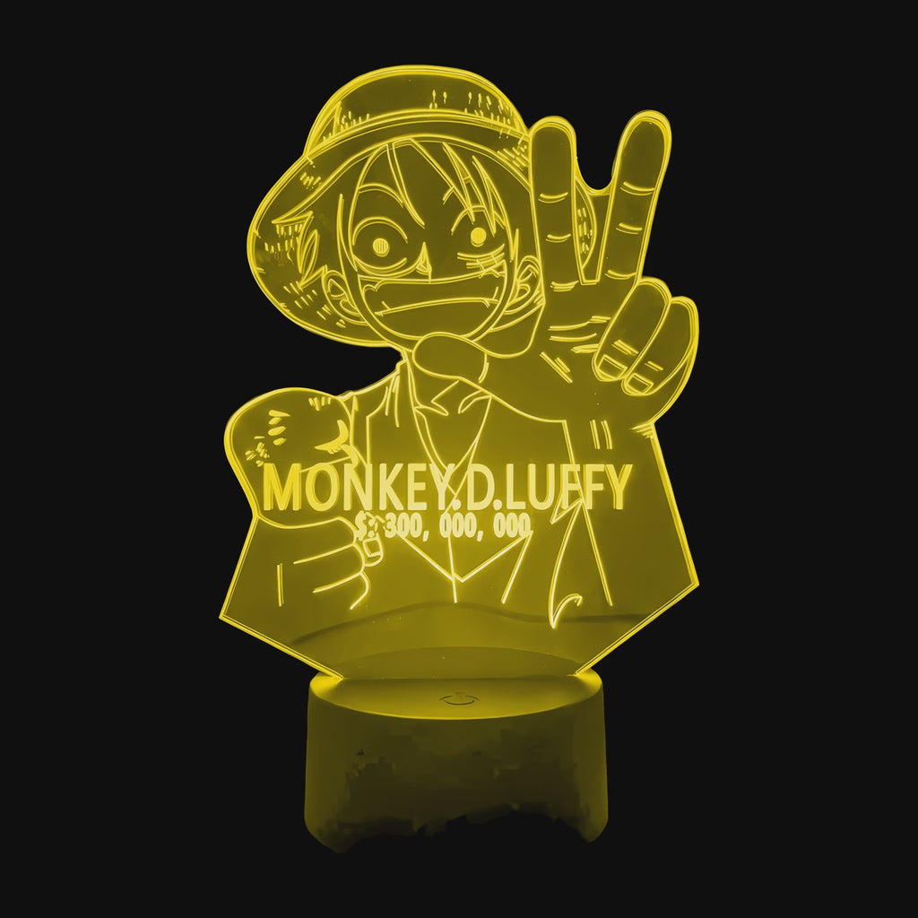 Vidéo lampe 3D One Piece Monkey D. Luffy Prime cycle des couleurs LED