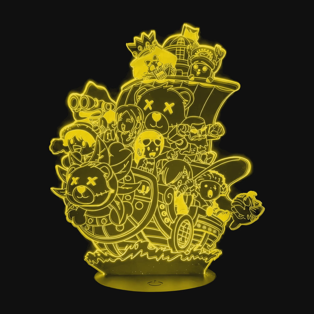 Vidéo lampe 3D One Piece Thousand Sunny cycle des couleurs LED