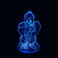 Lampe 3D LED Naruto Sasuke Sceau Maudit effet holographique fond noir