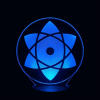 Lampe 3D LED Naruto Sasuke Sharingan effet holographique fond noir