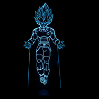 Lampe 3D LED Dragon Ball Z Vegeta Blue Evolution effet holographique fond noir