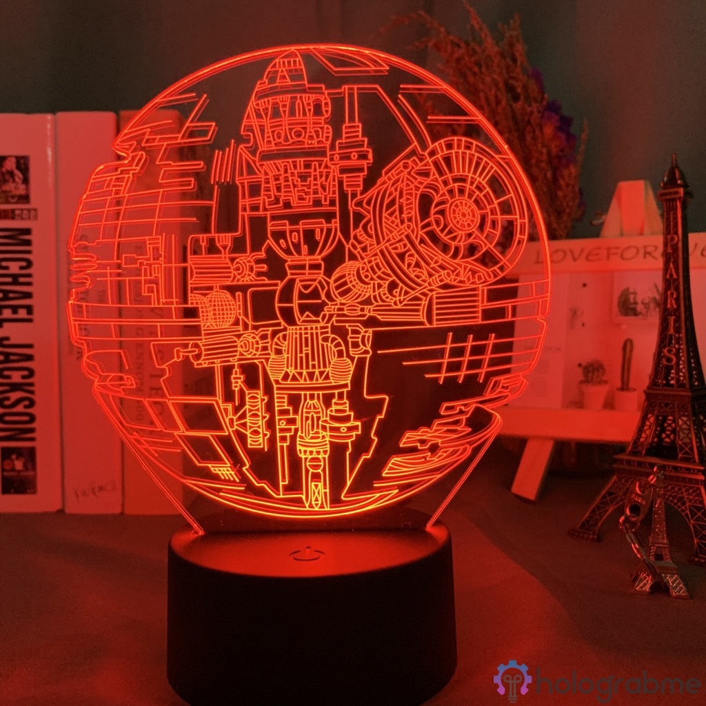 Lampe 3D Death Star Star Wars - Taille Moyenne Avec LED Et Support - Neuve