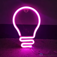Néon LED ampoule rose fuchsia posé sur un mur avec crochet, lumière vive, décoration chambre créative